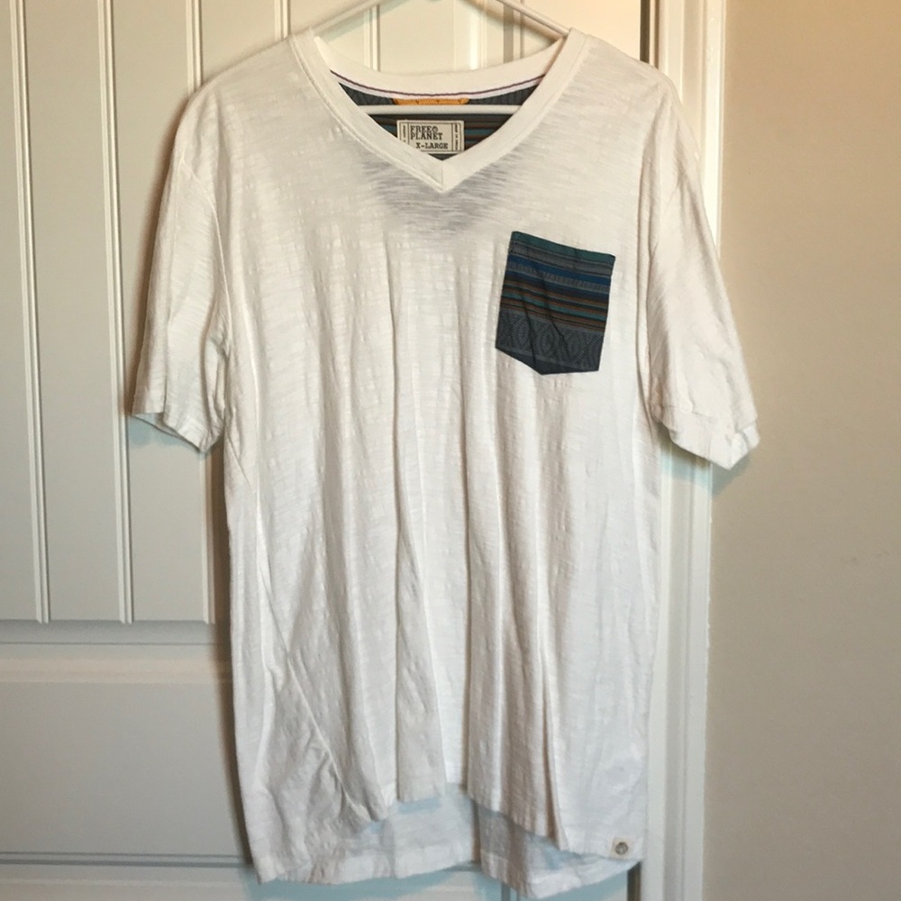 Free Planet, white pocket T-shirt.